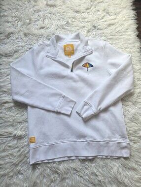 SALT LIFE White Quarter-Zip Pullover with Umbrella Embroidery